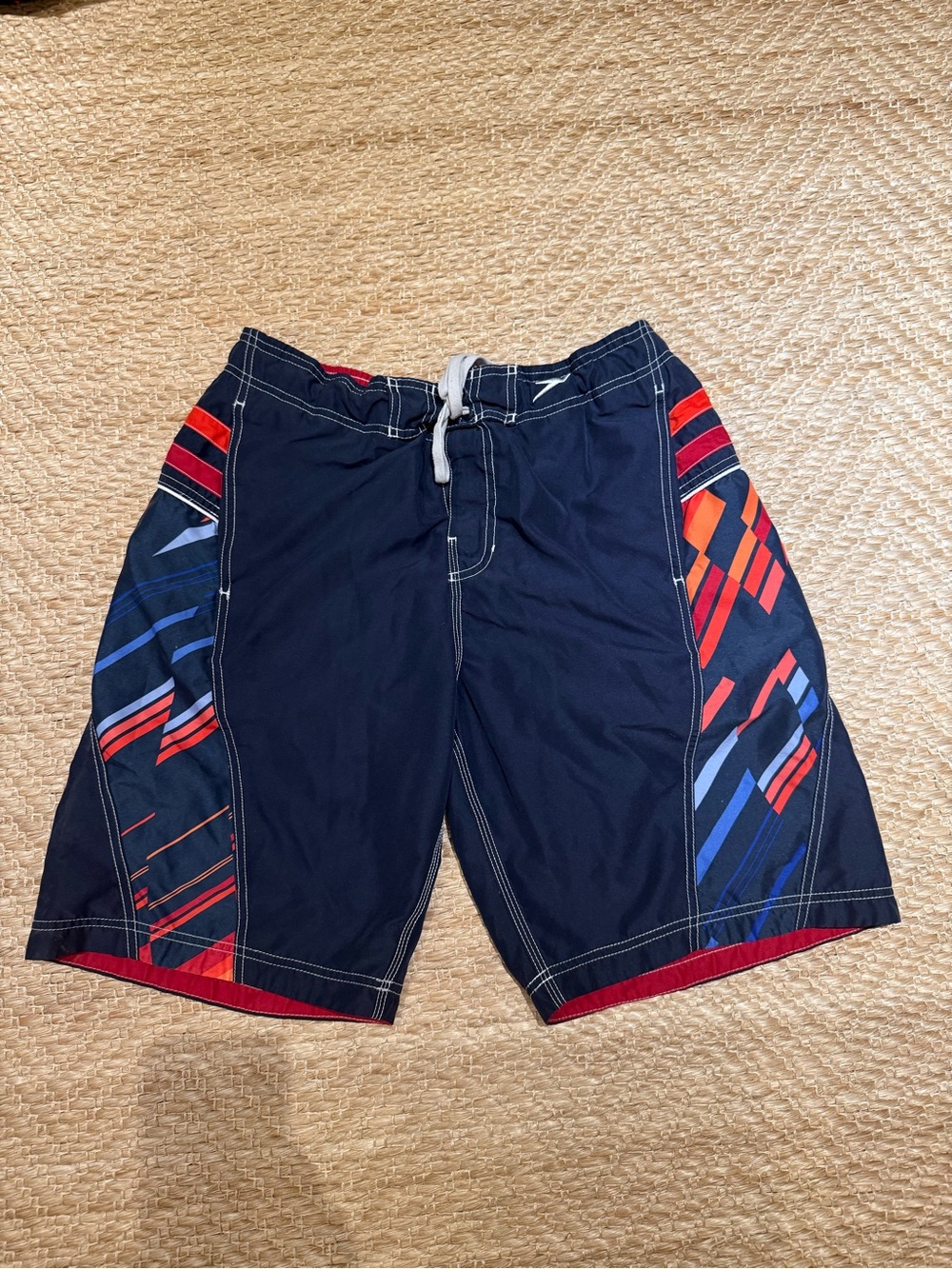 Speedo Navy Swim Board Shorts with Red & Blue Graphic Panels